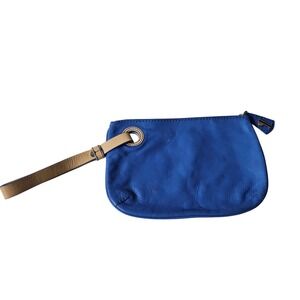 PILCRO and the Letterpress Blue Leather Wristlet Clutch Bag